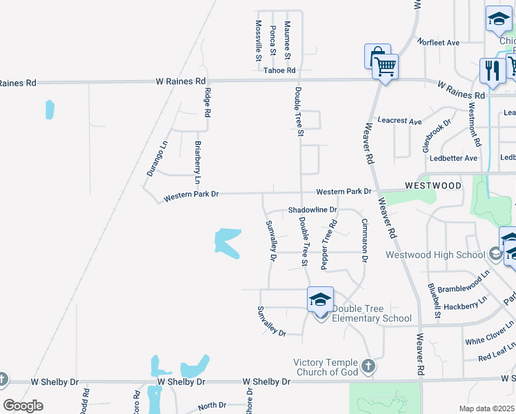 map of restaurants, bars, coffee shops, grocery stores, and more near 4365 Sunvalley Drive in Memphis