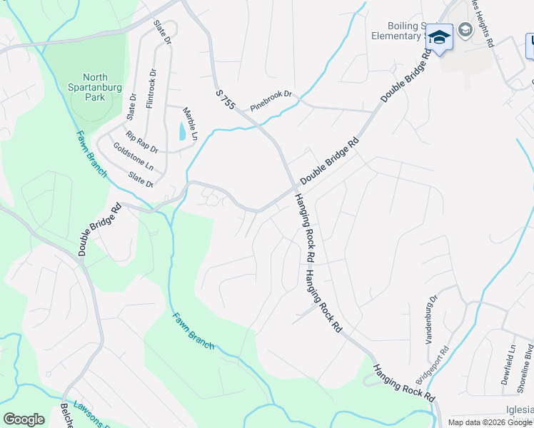 map of restaurants, bars, coffee shops, grocery stores, and more near 350 Double Bridge Road in Boiling Springs