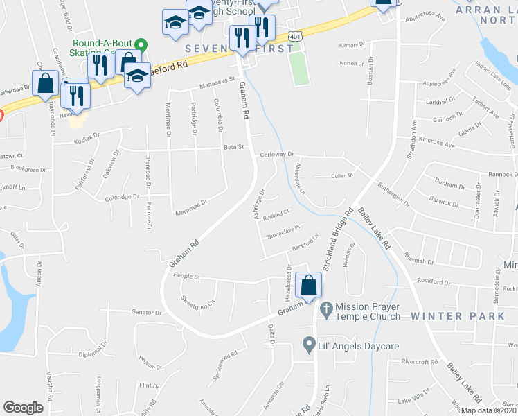 map of restaurants, bars, coffee shops, grocery stores, and more near 2011 Ashridge Drive in Fayetteville