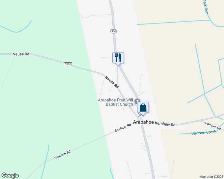map of restaurants, bars, coffee shops, grocery stores, and more near 73 Tingen Trail in Grantsboro