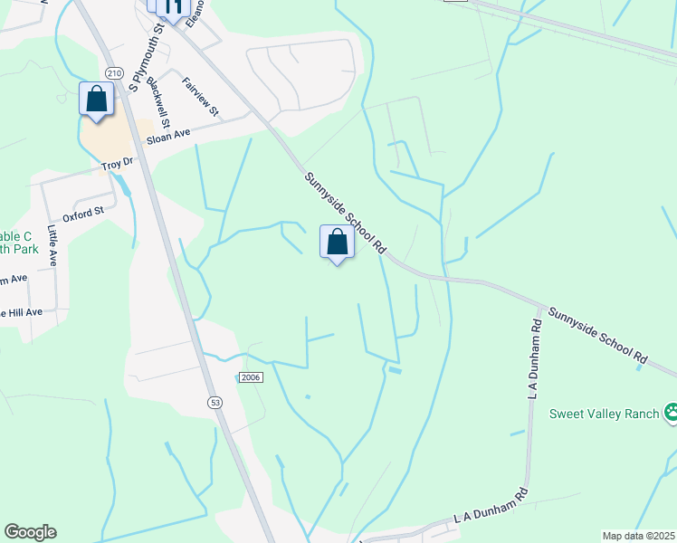 map of restaurants, bars, coffee shops, grocery stores, and more near 2418 Sunnyside School Road in Fayetteville