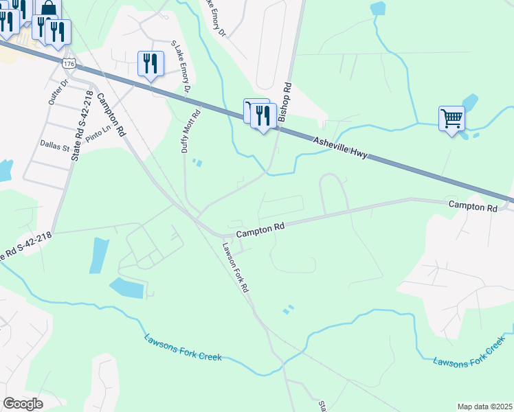 map of restaurants, bars, coffee shops, grocery stores, and more near 531 Dayspring Drive in Inman
