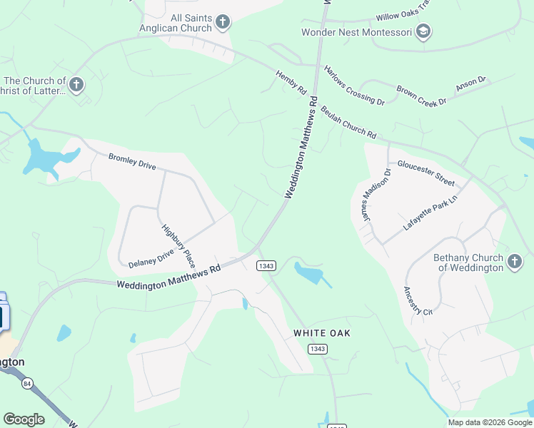 map of restaurants, bars, coffee shops, grocery stores, and more near 5932 Weddington Matthews Road in Matthews