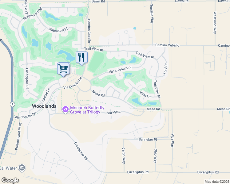 map of restaurants, bars, coffee shops, grocery stores, and more near 1147 Contessa Way in Nipomo