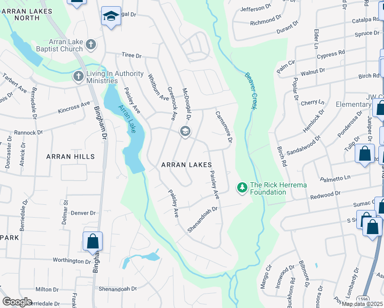 map of restaurants, bars, coffee shops, grocery stores, and more near 1441 Carnsmore Drive in Fayetteville