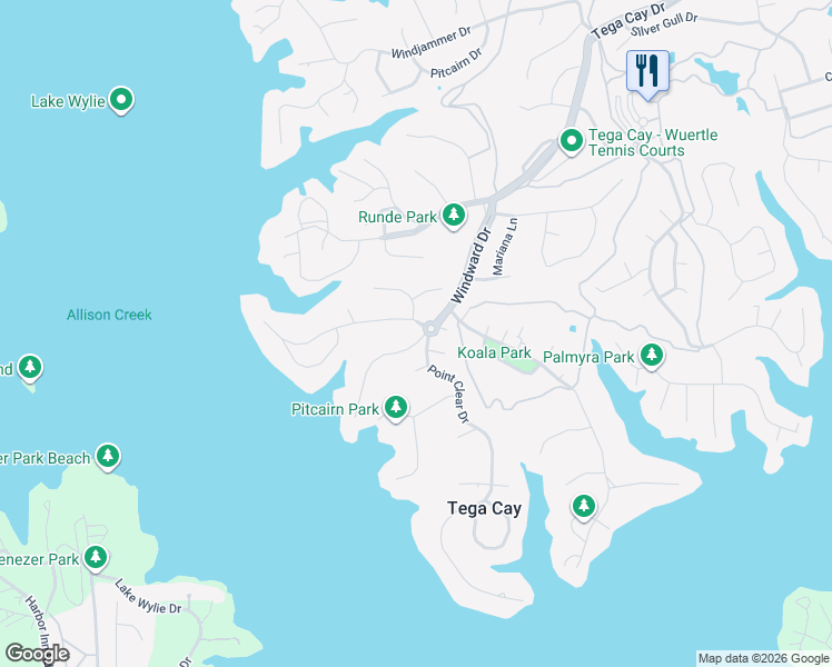 map of restaurants, bars, coffee shops, grocery stores, and more near 4085 Point Clear Drive in Tega Cay