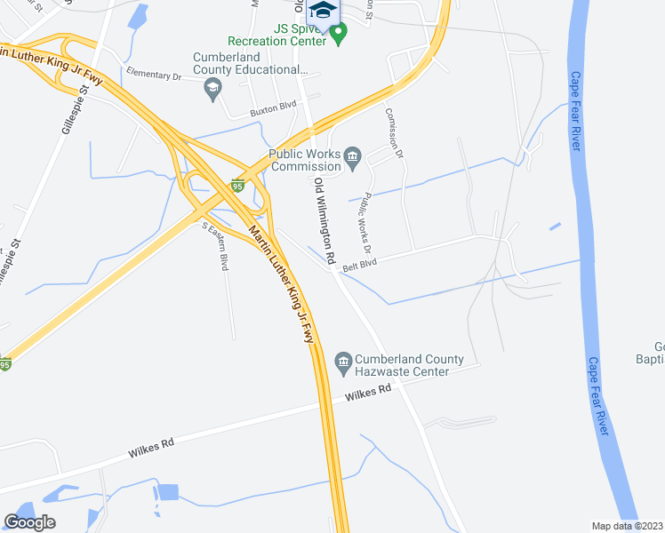 map of restaurants, bars, coffee shops, grocery stores, and more near 2008 Old Wilmington Road in Fayetteville