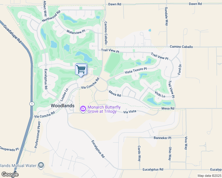 map of restaurants, bars, coffee shops, grocery stores, and more near 1560 Mesa Road in Nipomo