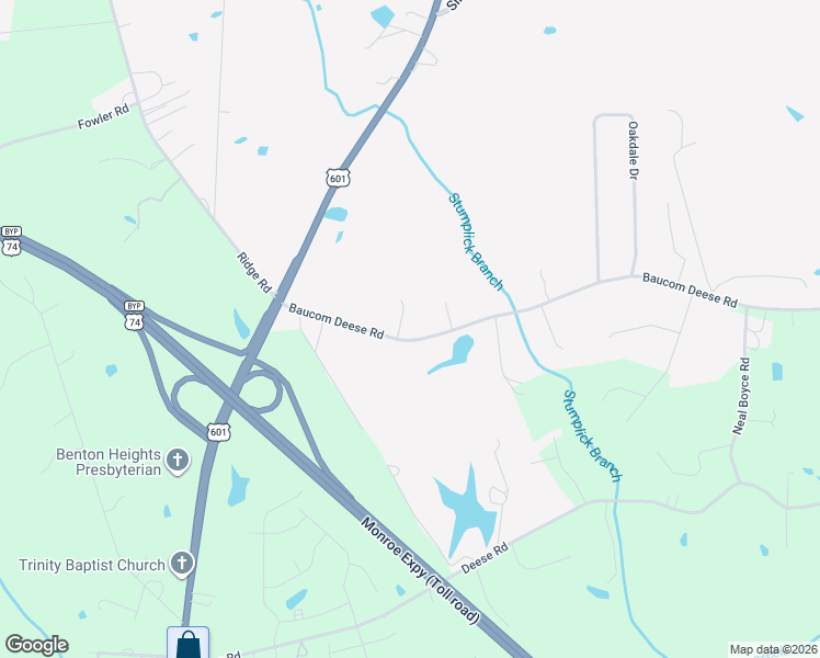 map of restaurants, bars, coffee shops, grocery stores, and more near 200-226 Baucom Deese Road in Unionville