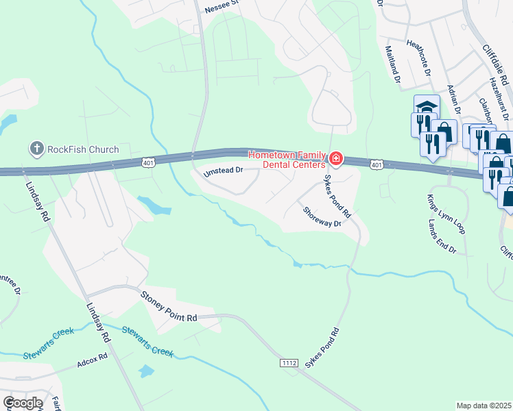 map of restaurants, bars, coffee shops, grocery stores, and more near 2530 Canford Lane in Fayetteville