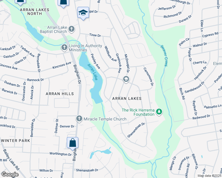 map of restaurants, bars, coffee shops, grocery stores, and more near 1524 Greenock Avenue in Fayetteville