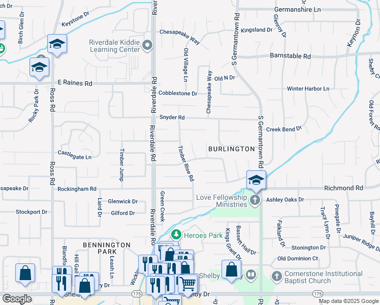 map of restaurants, bars, coffee shops, grocery stores, and more near 4331 Crimson Leaf Cove in Memphis