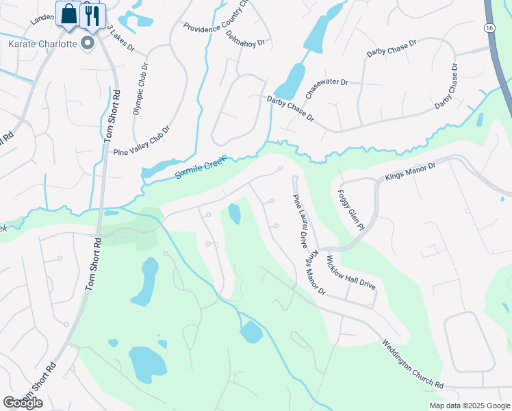 map of restaurants, bars, coffee shops, grocery stores, and more near 206 Eagle Bend Drive in Waxhaw