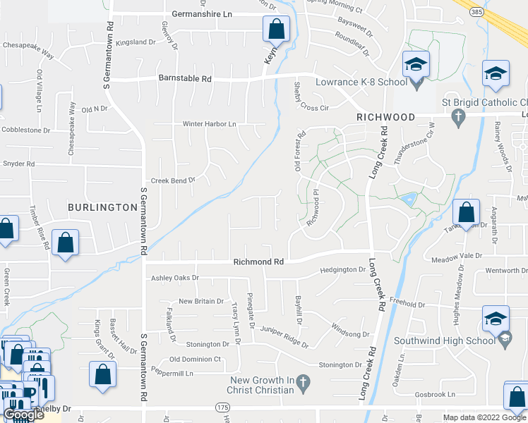 map of restaurants, bars, coffee shops, grocery stores, and more near 4332 Breeds Hill Drive in Memphis