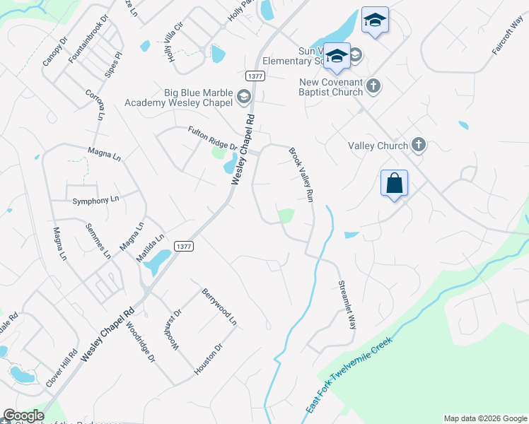 map of restaurants, bars, coffee shops, grocery stores, and more near 1018 Brook Valley Run in Monroe