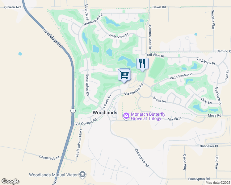map of restaurants, bars, coffee shops, grocery stores, and more near 1685 Louise Lane in Nipomo