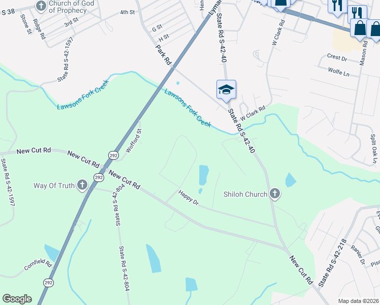 map of restaurants, bars, coffee shops, grocery stores, and more near 329 Fury Drive in Inman
