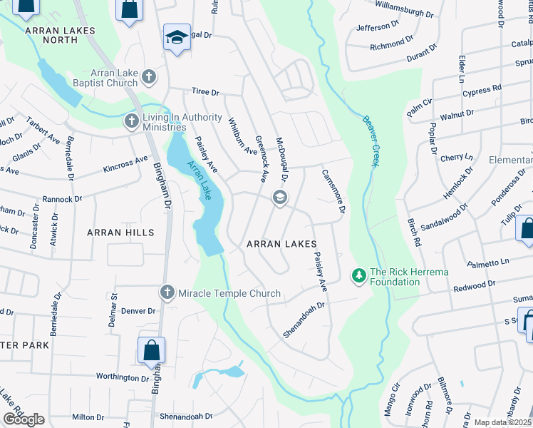 map of restaurants, bars, coffee shops, grocery stores, and more near 5809 McDougal Drive in Fayetteville
