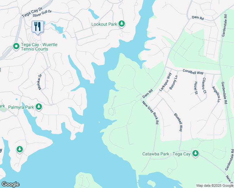 map of restaurants, bars, coffee shops, grocery stores, and more near 2822 Inlet Shore Drive in Fort Mill