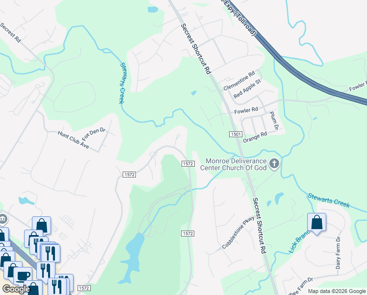map of restaurants, bars, coffee shops, grocery stores, and more near 2655 Rolling Hills Drive in Monroe