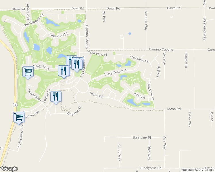 map of restaurants, bars, coffee shops, grocery stores, and more near 1492 Padre Lane in Nipomo