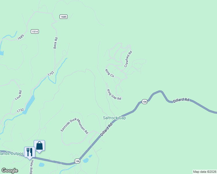 map of restaurants, bars, coffee shops, grocery stores, and more near 60 King Circle in Highlands
