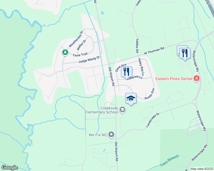 map of restaurants, bars, coffee shops, grocery stores, and more near 3125 Old Airport Road in New Bern