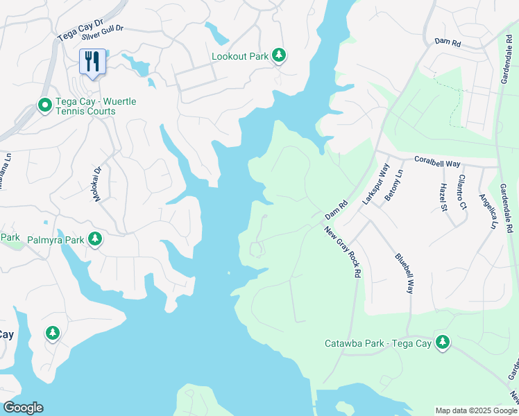 map of restaurants, bars, coffee shops, grocery stores, and more near 2822 Inlet Shore Drive in Fort Mill