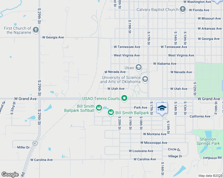 map of restaurants, bars, coffee shops, grocery stores, and more near 1925 South 22nd Street in Chickasha
