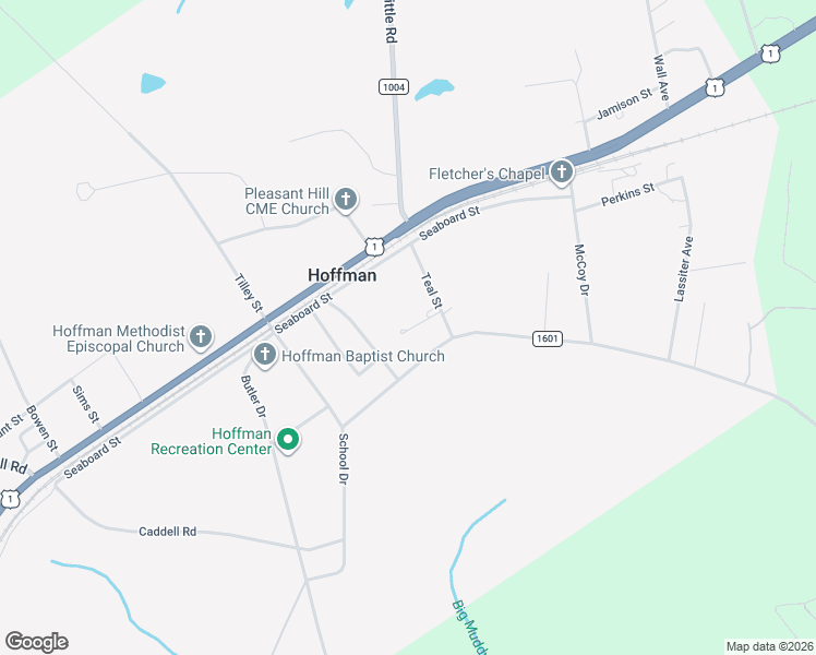 map of restaurants, bars, coffee shops, grocery stores, and more near 126 Teal Street in Hoffman