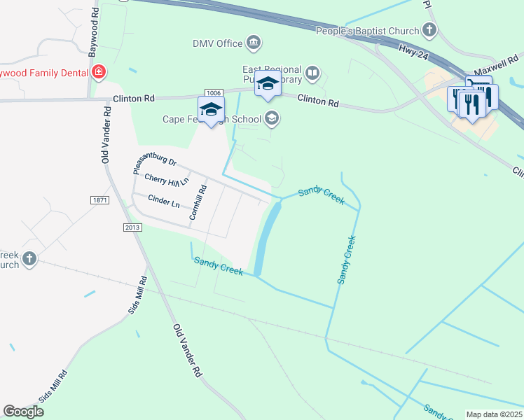 map of restaurants, bars, coffee shops, grocery stores, and more near in Eastover