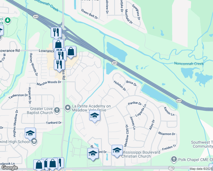 map of restaurants, bars, coffee shops, grocery stores, and more near 4303 Gin Wade Cove in Memphis