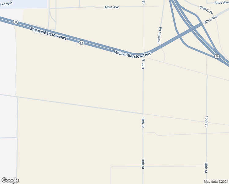 map of restaurants, bars, coffee shops, grocery stores, and more near East 58 Freeway in Mojave