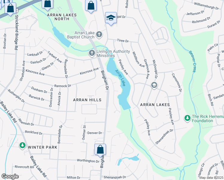 map of restaurants, bars, coffee shops, grocery stores, and more near in Fayetteville