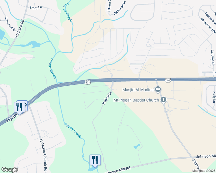 map of restaurants, bars, coffee shops, grocery stores, and more near 104 Joseph Dr in Raeford