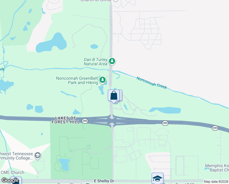 map of restaurants, bars, coffee shops, grocery stores, and more near Forest Hill Irene Road in Memphis