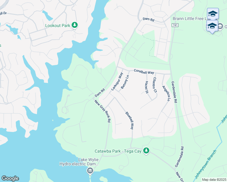 map of restaurants, bars, coffee shops, grocery stores, and more near 1869 Larkspur Way in Fort Mill