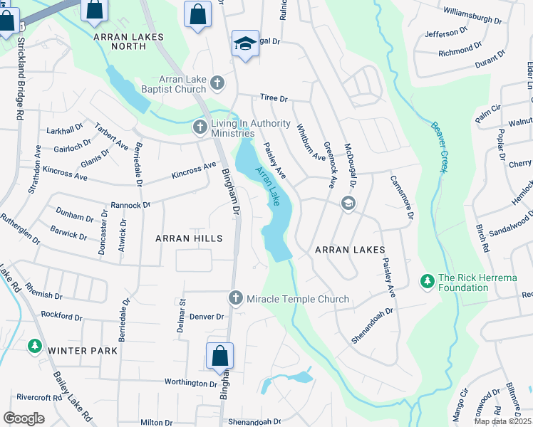 map of restaurants, bars, coffee shops, grocery stores, and more near 6224 Tarare Place in Fayetteville