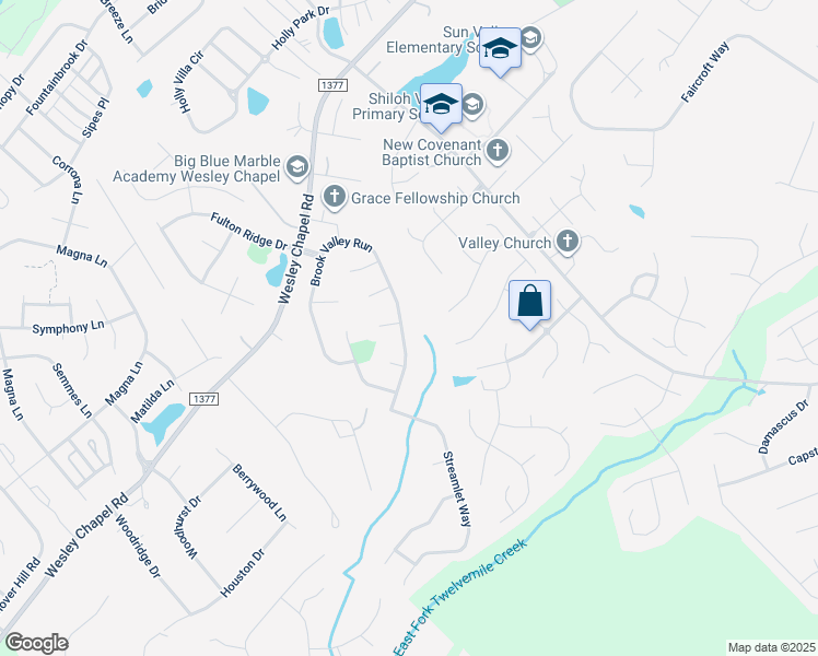 map of restaurants, bars, coffee shops, grocery stores, and more near 6001 Brook Valley Run in Monroe