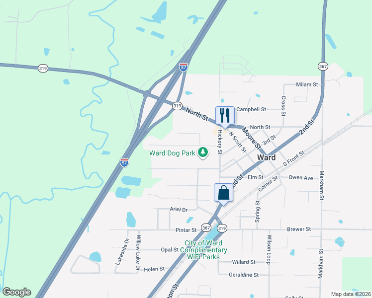 map of restaurants, bars, coffee shops, grocery stores, and more near 23 Shamsie Drive in Ward