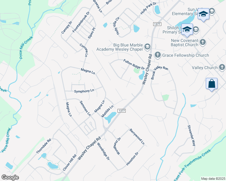 map of restaurants, bars, coffee shops, grocery stores, and more near 8005 Magna Lane in Indian Trail