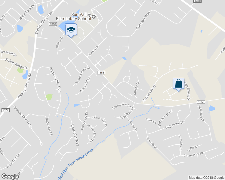 map of restaurants, bars, coffee shops, grocery stores, and more near 2011 Sunlight Path Drive in Monroe