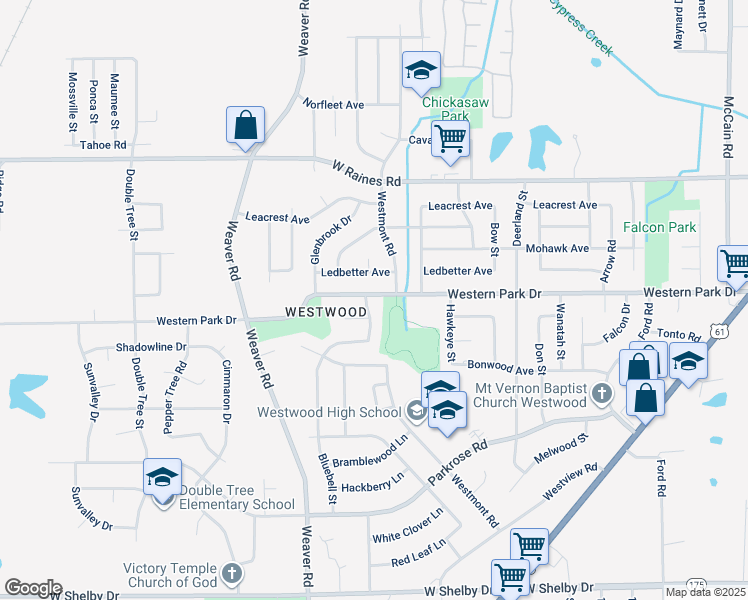 map of restaurants, bars, coffee shops, grocery stores, and more near 875 Western Park Drive in Memphis