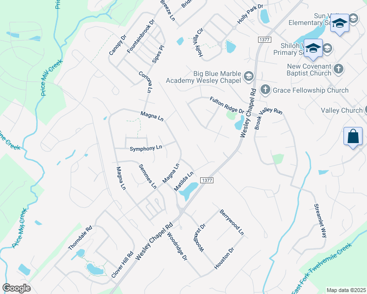 map of restaurants, bars, coffee shops, grocery stores, and more near 8005 Magna Lane in Indian Trail
