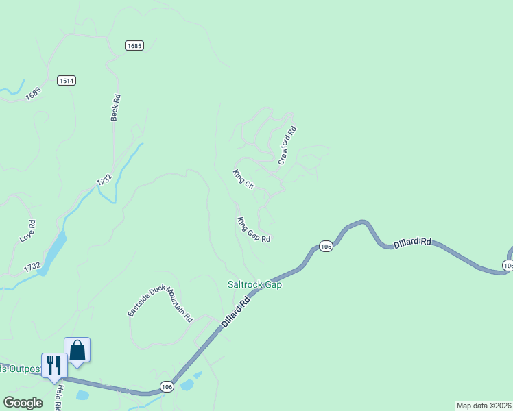 map of restaurants, bars, coffee shops, grocery stores, and more near 60 King Circle in Highlands