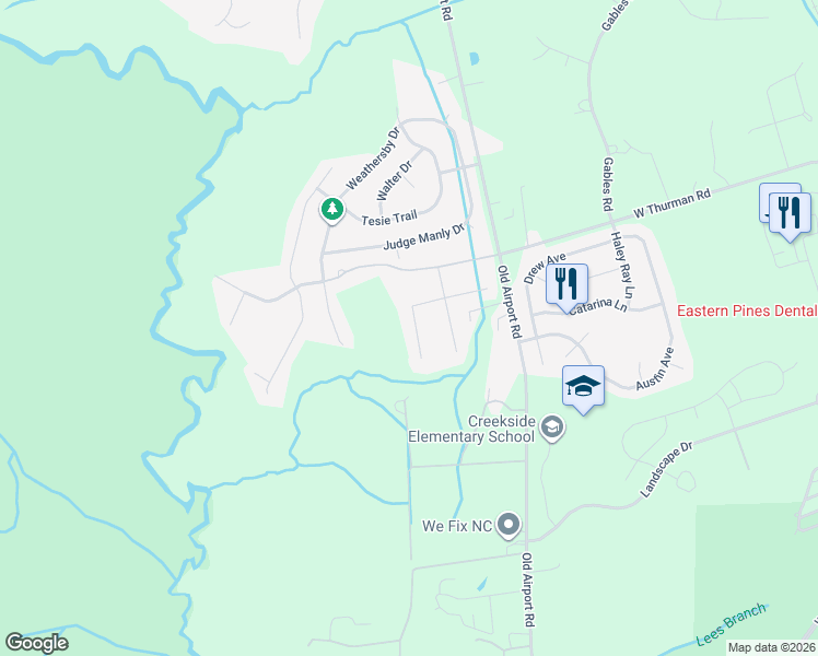 map of restaurants, bars, coffee shops, grocery stores, and more near 2710 Betty Gresham Lane in New Bern