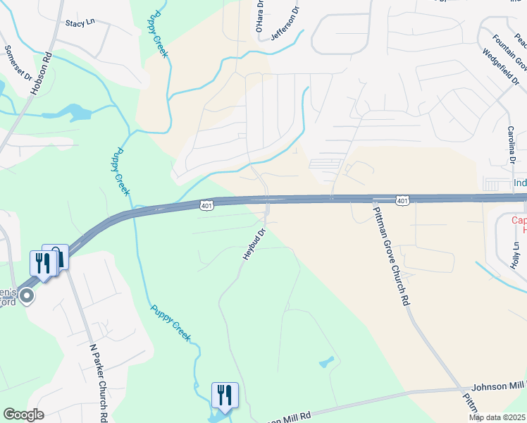map of restaurants, bars, coffee shops, grocery stores, and more near 104 Joseph Dr in Raeford