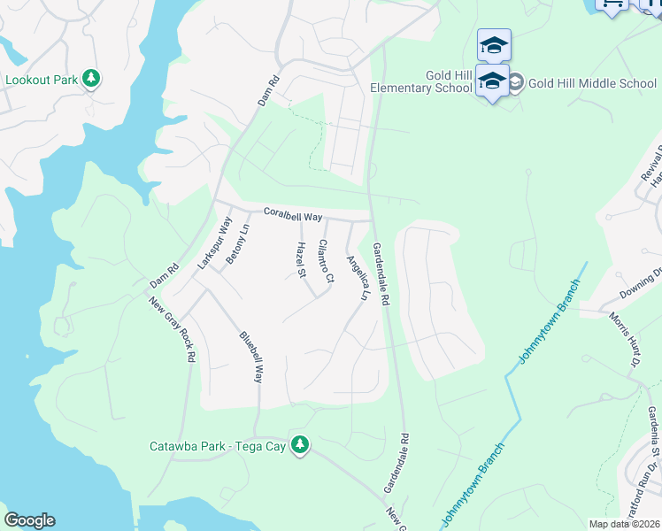 map of restaurants, bars, coffee shops, grocery stores, and more near 1355 Cilantro Court in Tega Cay