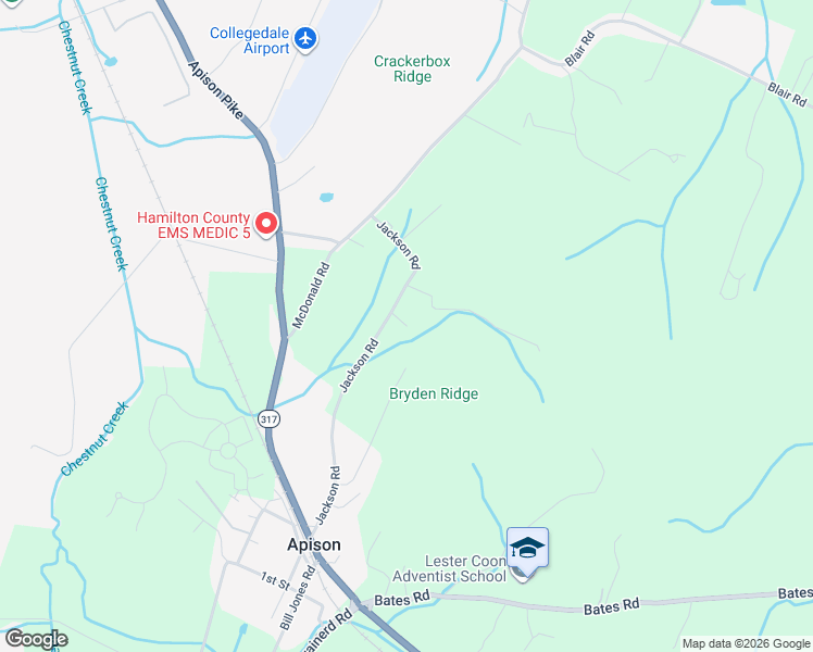 map of restaurants, bars, coffee shops, grocery stores, and more near 5124 Jackson Rd in Apison