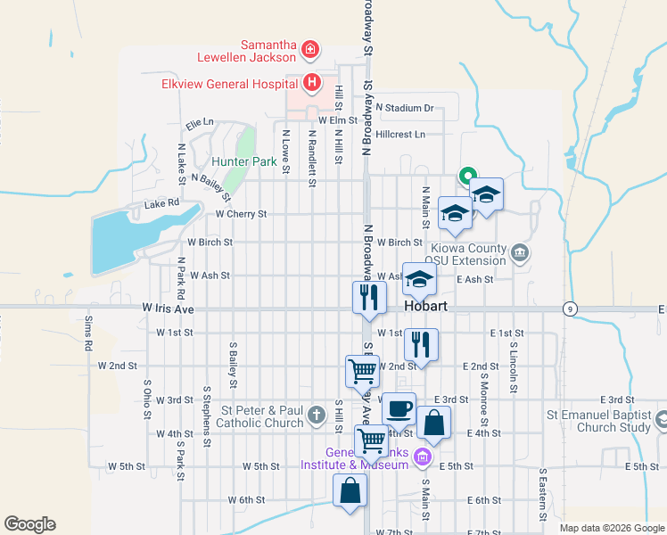 map of restaurants, bars, coffee shops, grocery stores, and more near 307 North Hill Street in Hobart